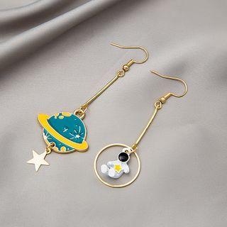 Planet Astronaut Asymmetrical Dangle Earring