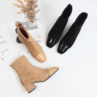 Square-toe Block Heel Short Boots