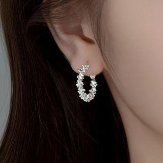 Star Sterling Silver Hoop Earring 1 Pair - Silver - One Size