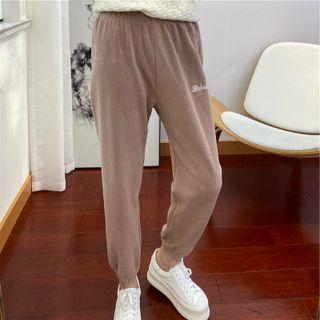 Lettering Straight-leg Fleece Jogger Pants