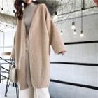 Open-front Fleece-blend Long Jacket