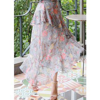 Floral Chiffon Tiered Skirt
