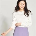 Lace-collar Wool Blend Knit Top