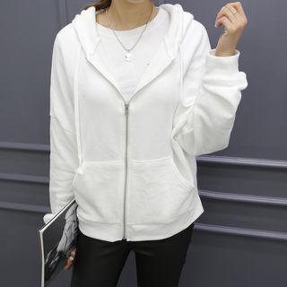 Dolman-sleeve Zip-up Hoodie