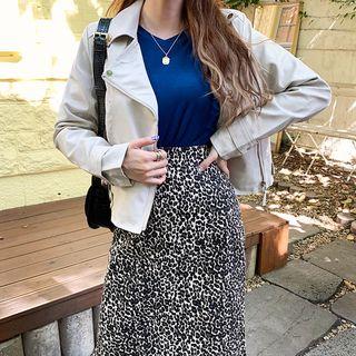 Colored Faux-leather Rider Jacket