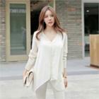 Dip-back Contrast-panel Cardigan