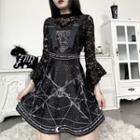 Printed Mini A-line Pinafore Dress