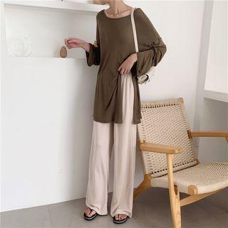 Long-sleeve Plain Top / Plain Pants