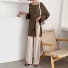 Long-sleeve Plain Top / Plain Pants