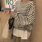 Mock Two-piece Oversize Striped Top / High-waist Leggings