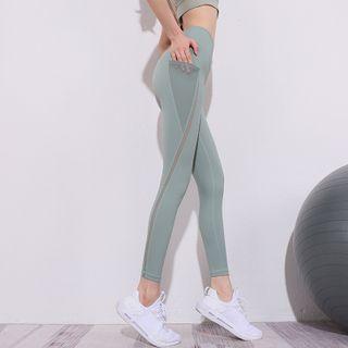 Mesh Panel High-waist Yoga Pants