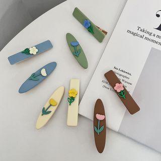 Set Of 2: Flower Resin Hair Clip (various Designs)