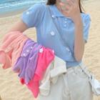 Flower Short-sleeve Polo T Shirt