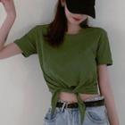 Short-sleeve Front-tie T-shirt