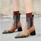 Block-heel Paneled Short Boots