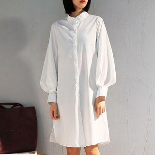 Puff Sleeve Chiffon Long Shirt