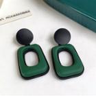 Geometric Alloy Dangle Earring 1 Pair - Black & Green - One Size