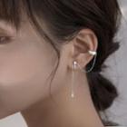 Sterling Silver Fringed Earring With Ear Cuff 1pc - Silver - One Size