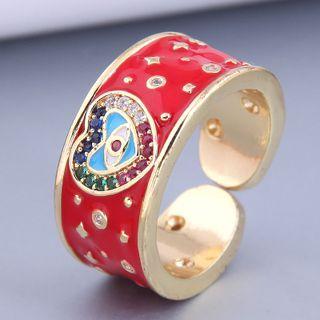 Heart & Eye Rhinestone Open Ring