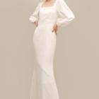 Long-sleeve Square-neck Maxi Mermaid Dress