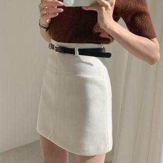 Set: Faux Leather Belt + Mini A-line Skirt