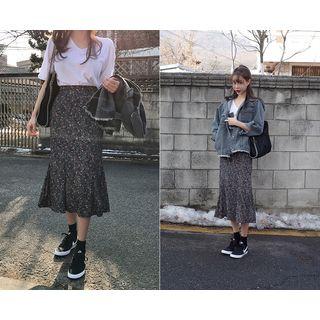 Floral-pattern Midi Skirt