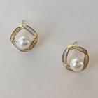 Sterling Silver Faux Pearl Stud Earring 1 Pair - 925 Silver - White - One Size