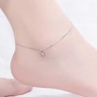 925 Sterling Silver Rhinestone / Chinese Characters Anklet