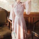 3/4-sleeve Lace Qipao Dress