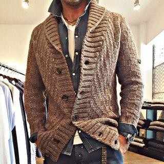 Long Sleeve Plaid Loose-fit Cardigan
