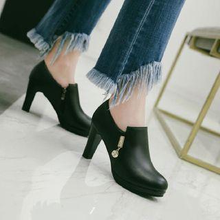 Chunky Heel Rhinestone Charm Ankle Boots