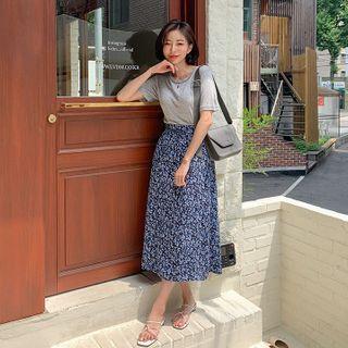 Tie-waist Long Floral Skirt