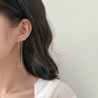 Rhinestone Alloy Bow Fringed Earring