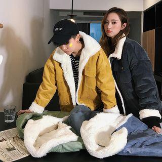 Couple Matching Furry Corduroy Padded Jacket
