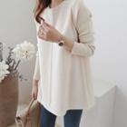 Seam-front Wool Blend Knit Top