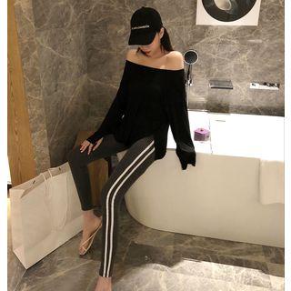 Off Shoulder Loose-fit Long Sleeved Top / Sweatpants