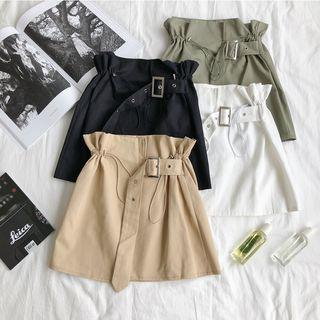 Drawstring High-waist A-line Skirt