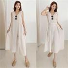Cropped Wide Jumpsuit With Sash