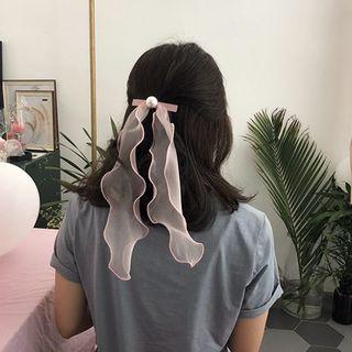 Faux Pearl Lace Bow Hair Tie