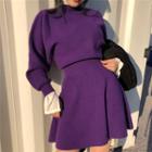 Mini A-line Sweater Dress Purple - One Size