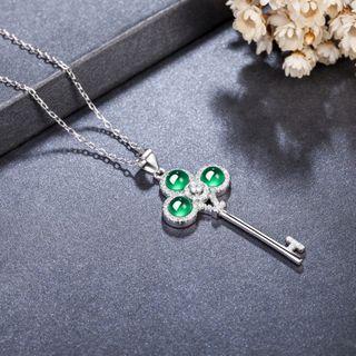 Key Gemstone Sterling Silver Pendant Pendant - 925 Silver - Green - One Size