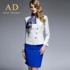 Set: Side-button Blazer + Miniskirt