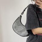 Contrast Trim Faux Leather Shoulder Bag Black - One Size