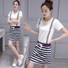 Stripe Panel Short-sleeve A-line Dress