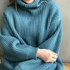 High-neck Oversized Rib-knit Sweater