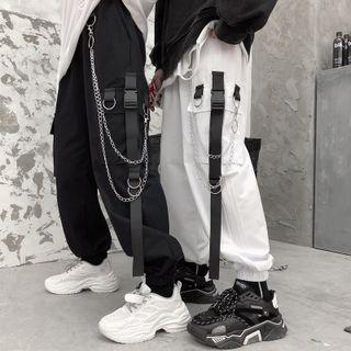 Couple Matching Side Pocket Chain Accent Cargo Joggers