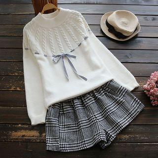 Stitched Ribbon Cable Knit Sweater