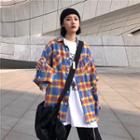 Detachable Sleeve Plaid Shirt As Shown In Figure - One Size
