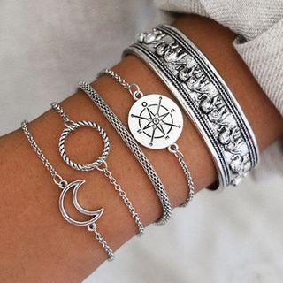 Set: Alloy Bracelet (assorted Designs) Ab262 - Set - Silver - One Size