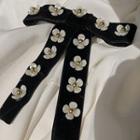 Flower Applique Ribbon Hair Clip 1 Pc - As Shown In Figure - One Size